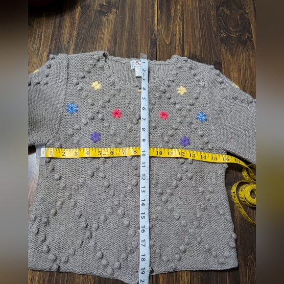 Orvis 100% Shetland wool Cardigan floral design - Picture 8 of 10